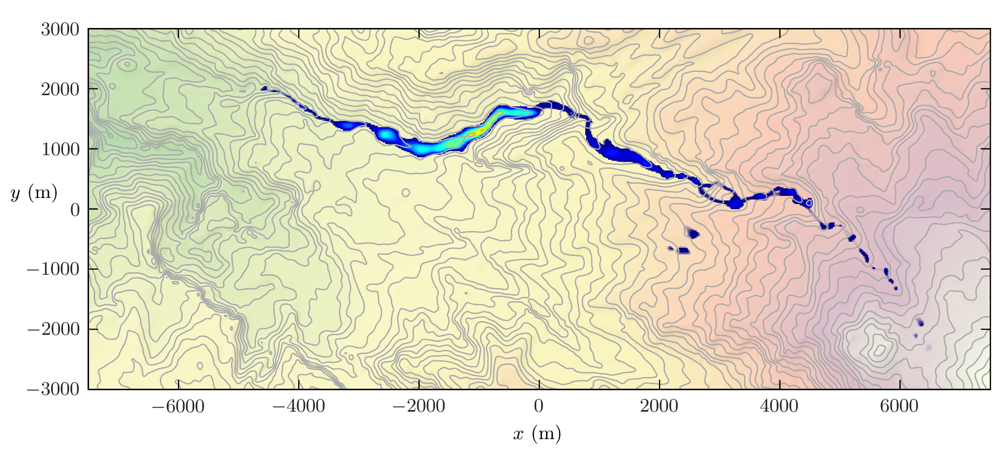 Example of a flow prediction from a model that includes erosion.